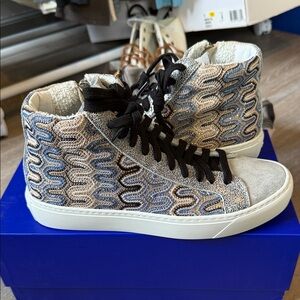 P448 -made in Italy.  High end- High-Top Sneakers with Patterned Design